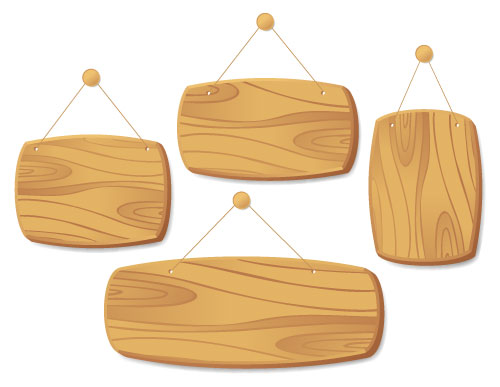 Set of Wooden tags elements vector 04