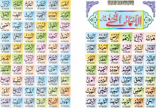 Names of Allah Nasakh Calligraphy Kitabat Khattati CDR and EPS Download